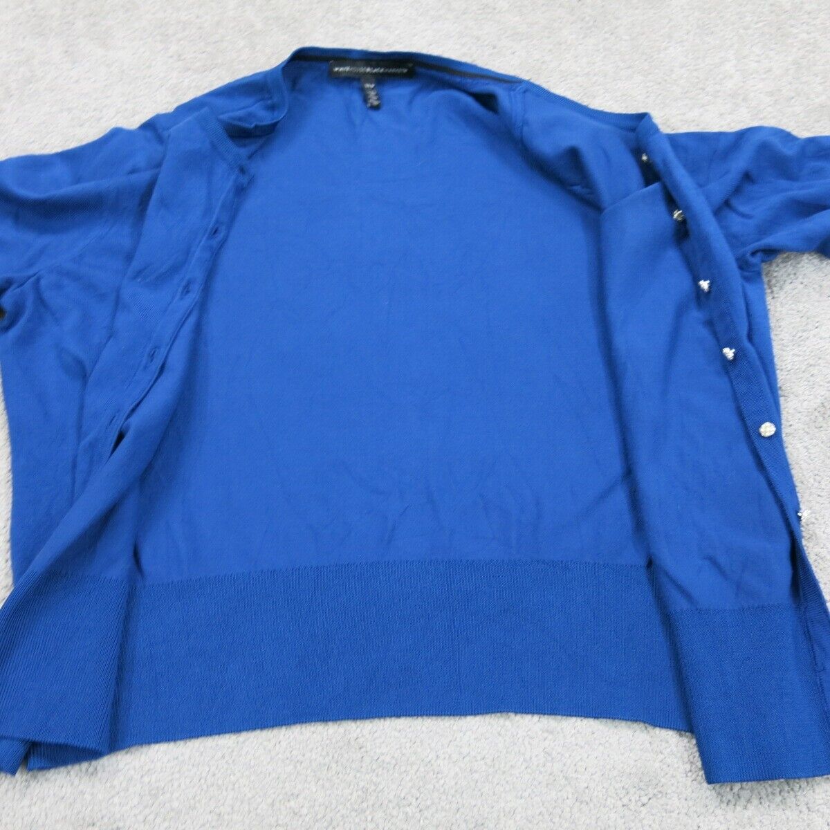 White House Black Market Womens Cardigan Sweater Knitted Long Sleeve Blue SZ XLP