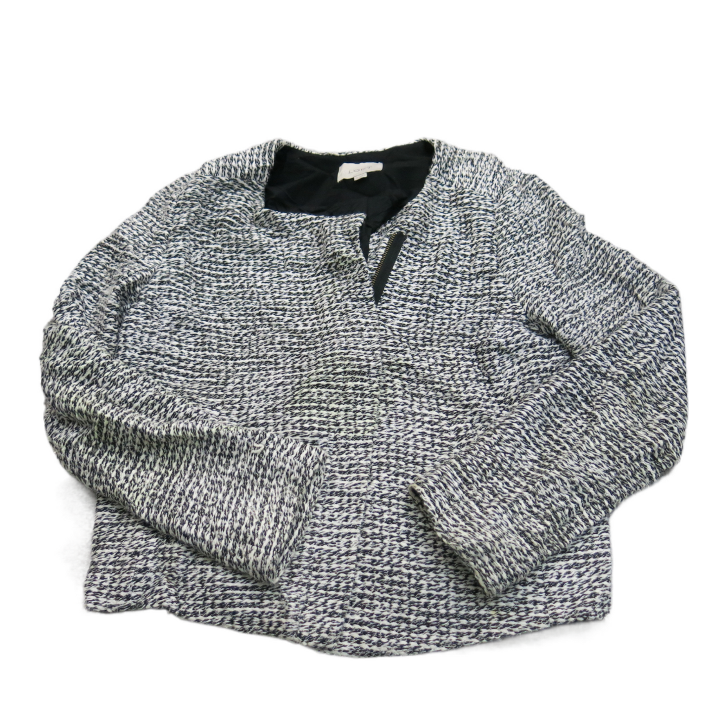 Ann Taylor Loft Women Cardigan Sweater Knitted Full Zip Long Sleeve Black SZ 10