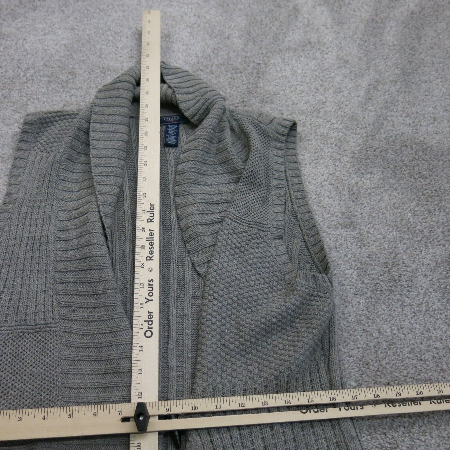 Chaps Womens Cardigan Knitted Sweater Sleeveless Buckle Closure Gray SZ X Large