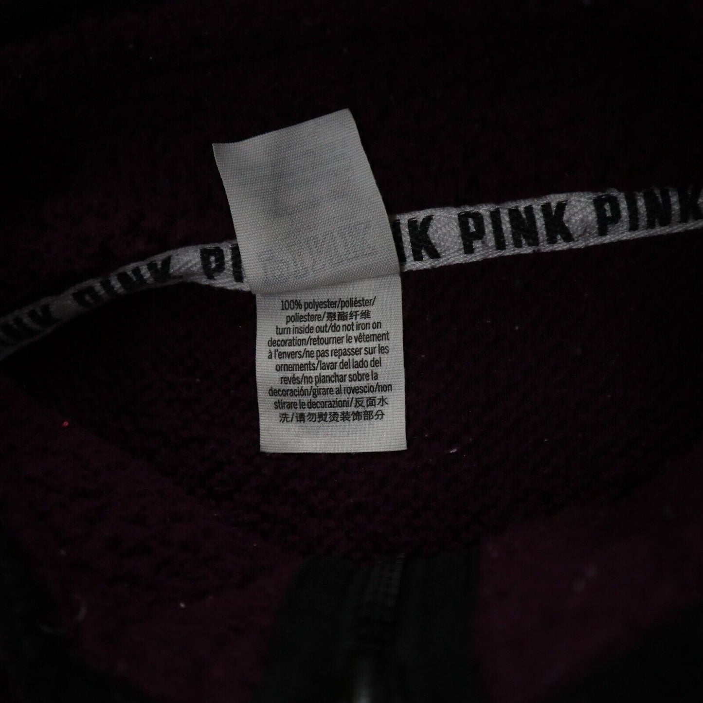Pink Victorias Secret Womens Sweatshirt 1/4 Zip Long Sleeve Pocket Red SZ Small