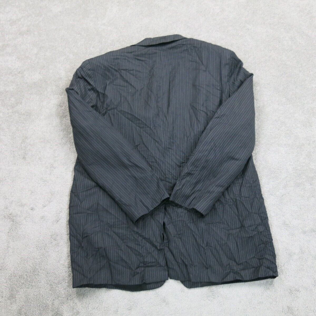 Vintage Mens Blazer Coat Striped Single Breasted Long Sleeve Black Size 50XL