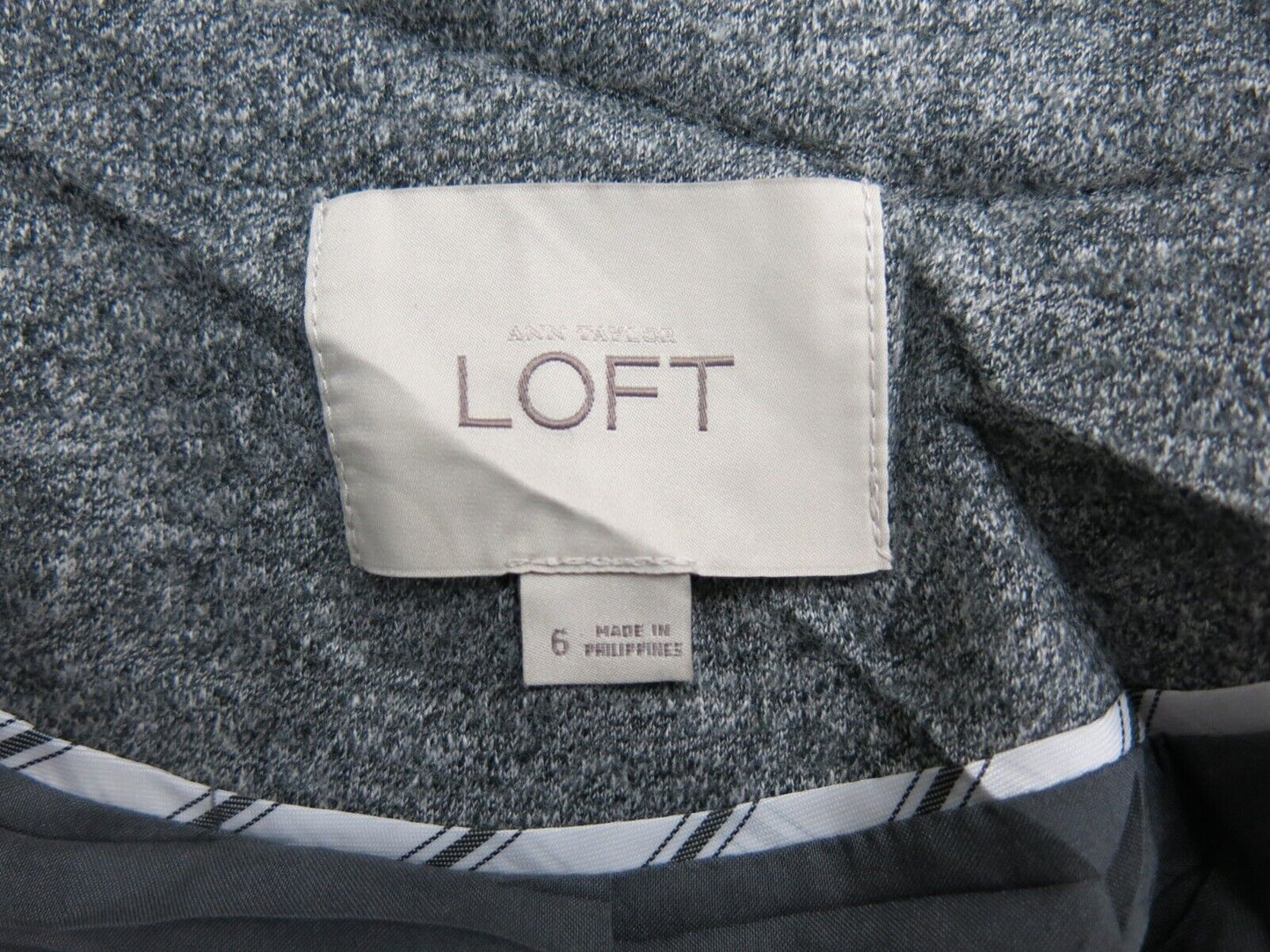 Ann Taylor Loft Womens Blazer Coat Single Breasted One Button Long Sleeve Gray 6