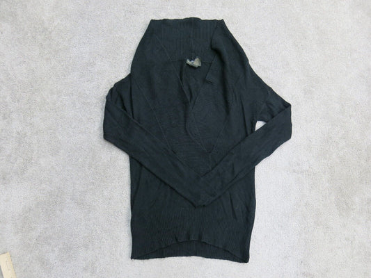 Banana Republic Women Pullover Sweater Knitted Shawl Neck Long Sleeve Black XS