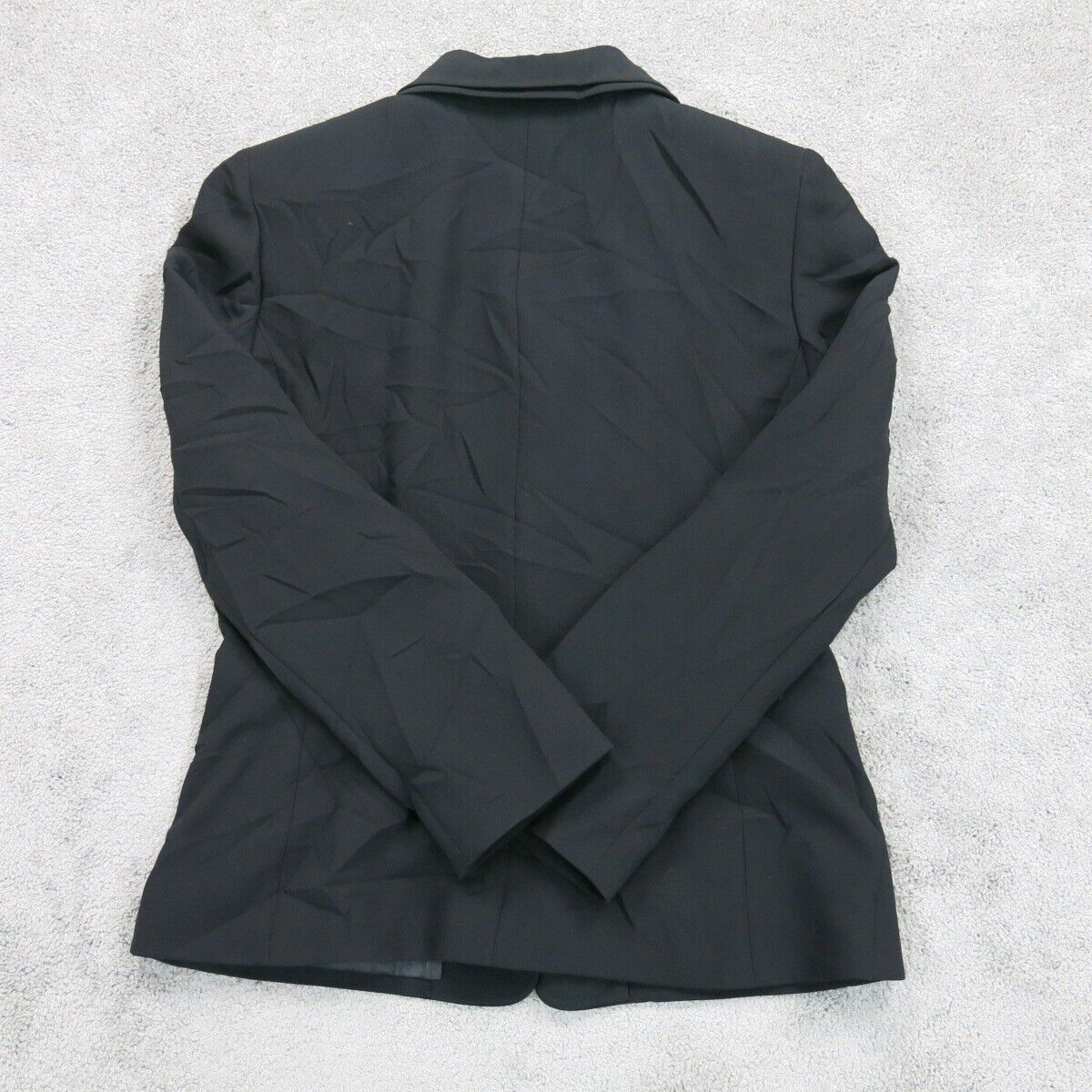 Tahari Womens Blazer Coat Single Breasted Long Sleeves Pockets Black Size 10
