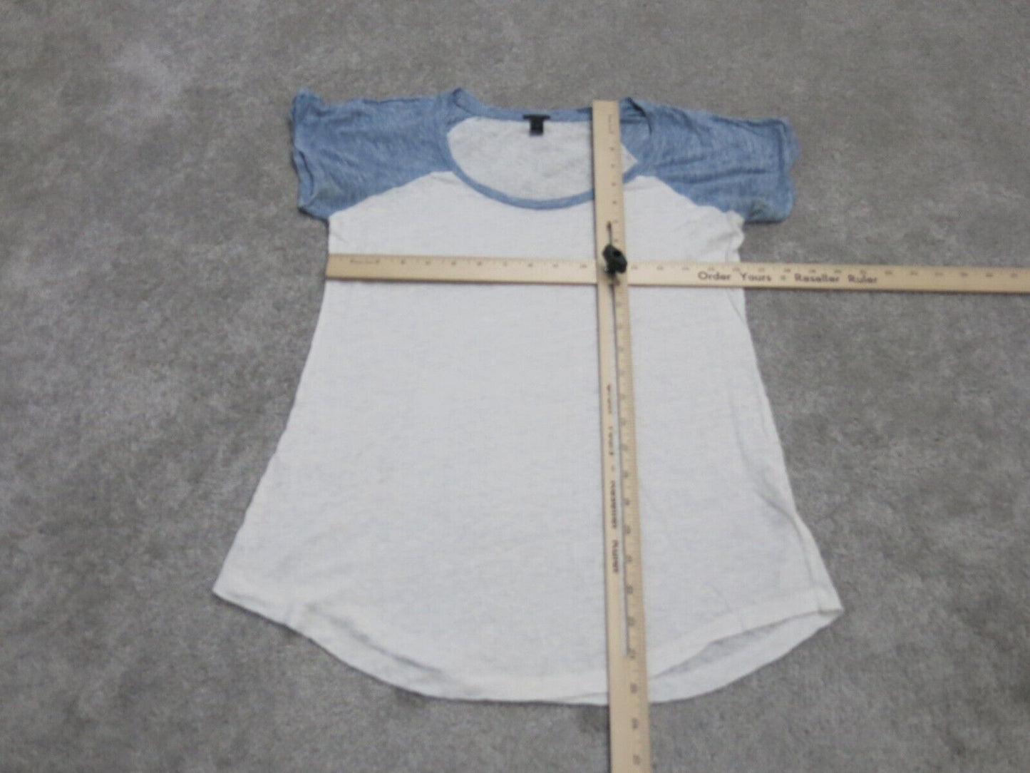 J. Crew Womens Knitted Tee Top Short Sleeves Round Neck White Blue Size Small