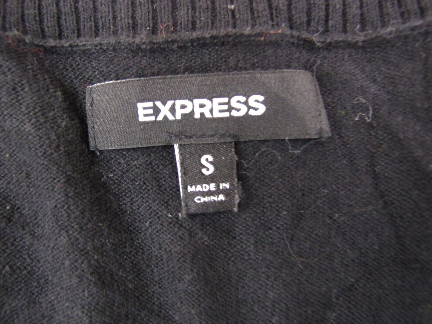 Express Womens Pullover Knitted Sweater V Neck Long Sleeve Black Size Small