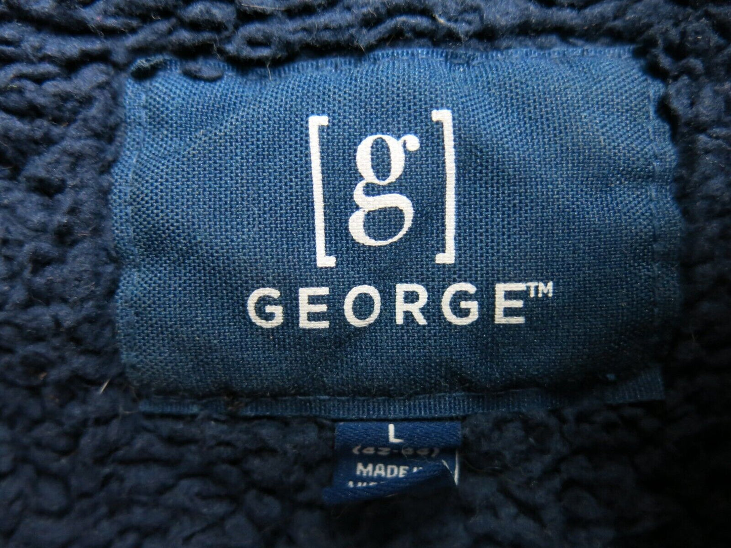 George Men Windbreaker Jacket Coat Front Button Long Sleeves Blue Brown Size L