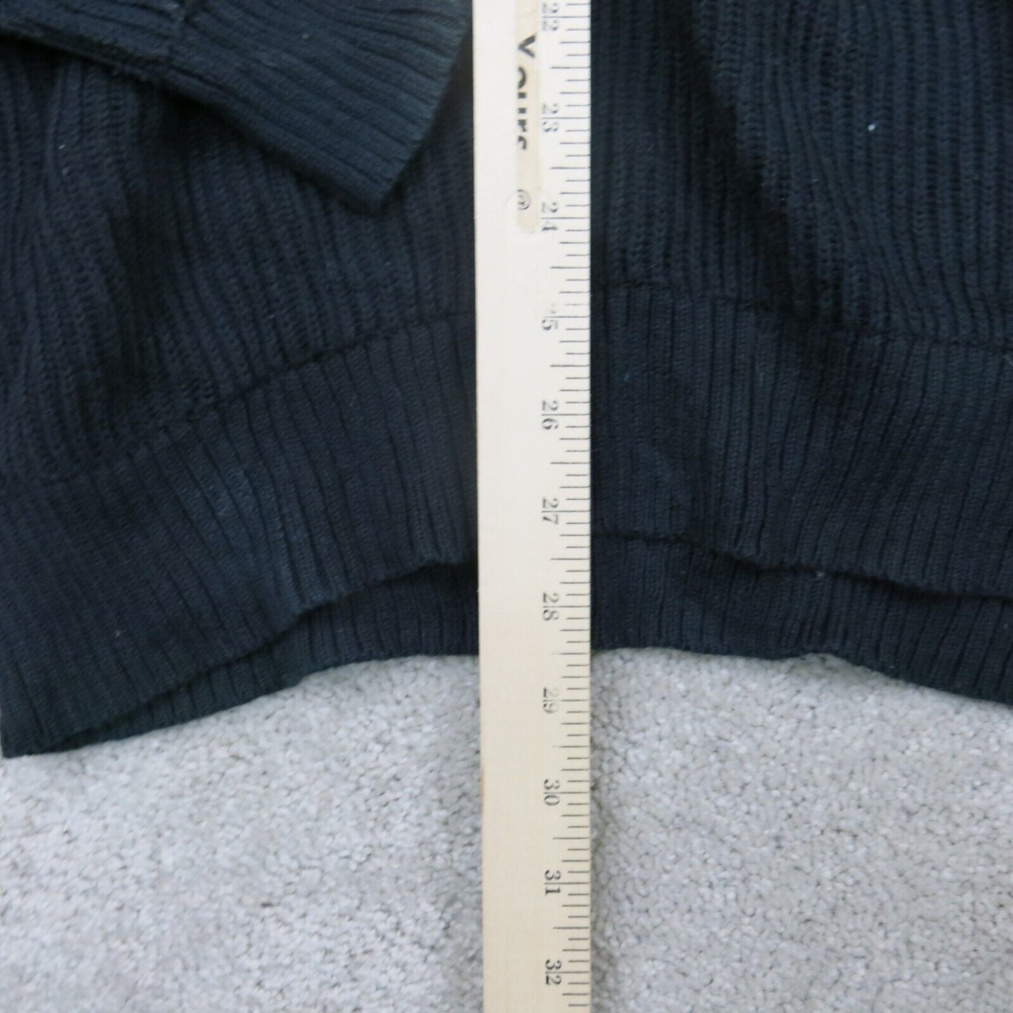 Express Mens Pullover Sweater Long Front Button Pockets Long Sleeves Black SZ L