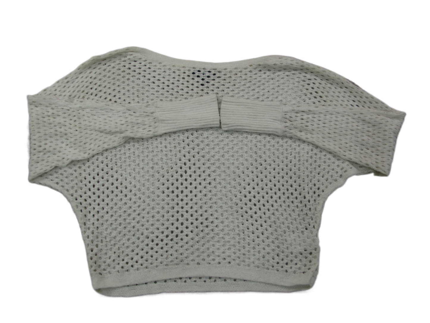 Express Women Pullover Sweater Crop Eyelet Knitted Long Sleeves White Size Small