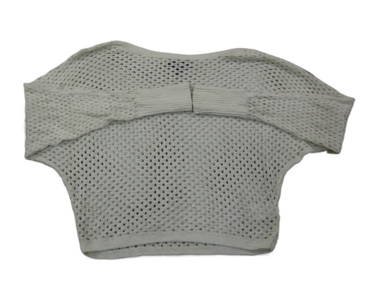 Express Women Pullover Sweater Crop Eyelet Knitted Long Sleeves White Size Small