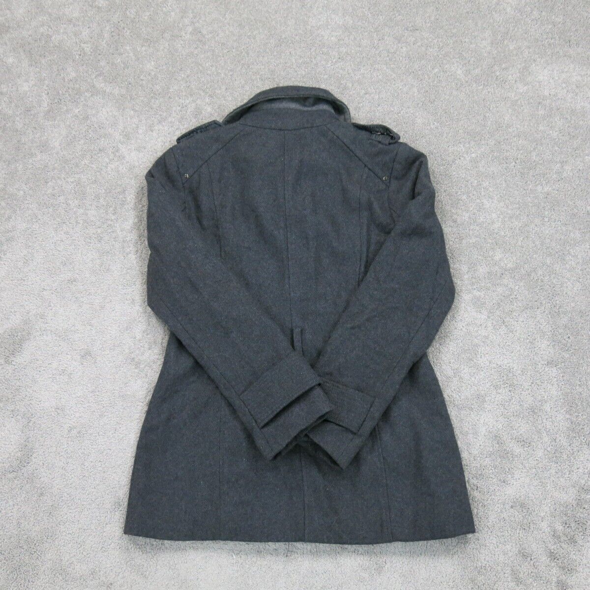 Kenneth Cole Womens Pea Trench Coat Double Breasted Long Sleeves Pockets Black 8