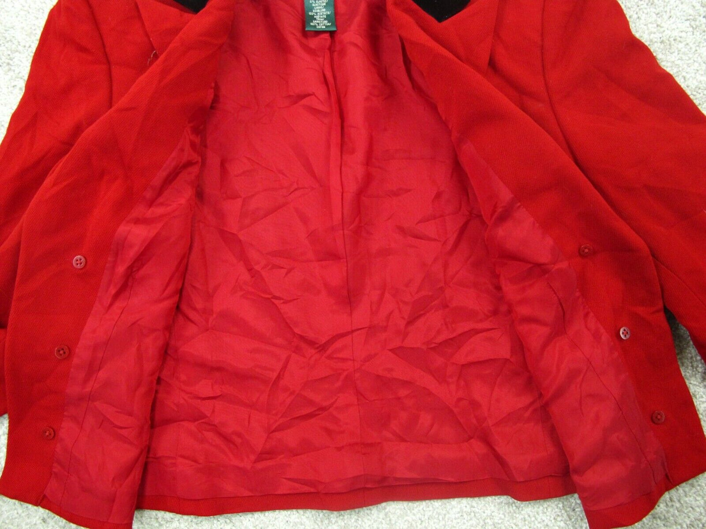 Lauren Ralph Lauren Womens Wool Blazer Coat Long Sleeve Chest Pocket Red Size 8P