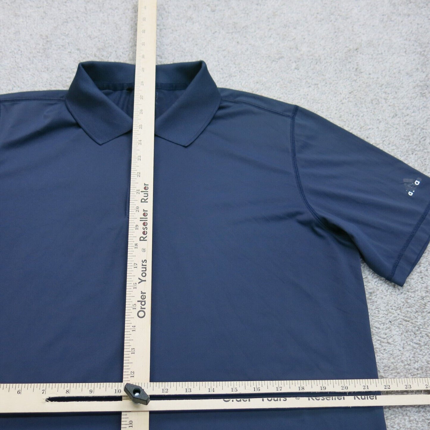 Adidas Mens Polo Shirt Short Sleeves Pure Motion Logo Solid Blue Size Large