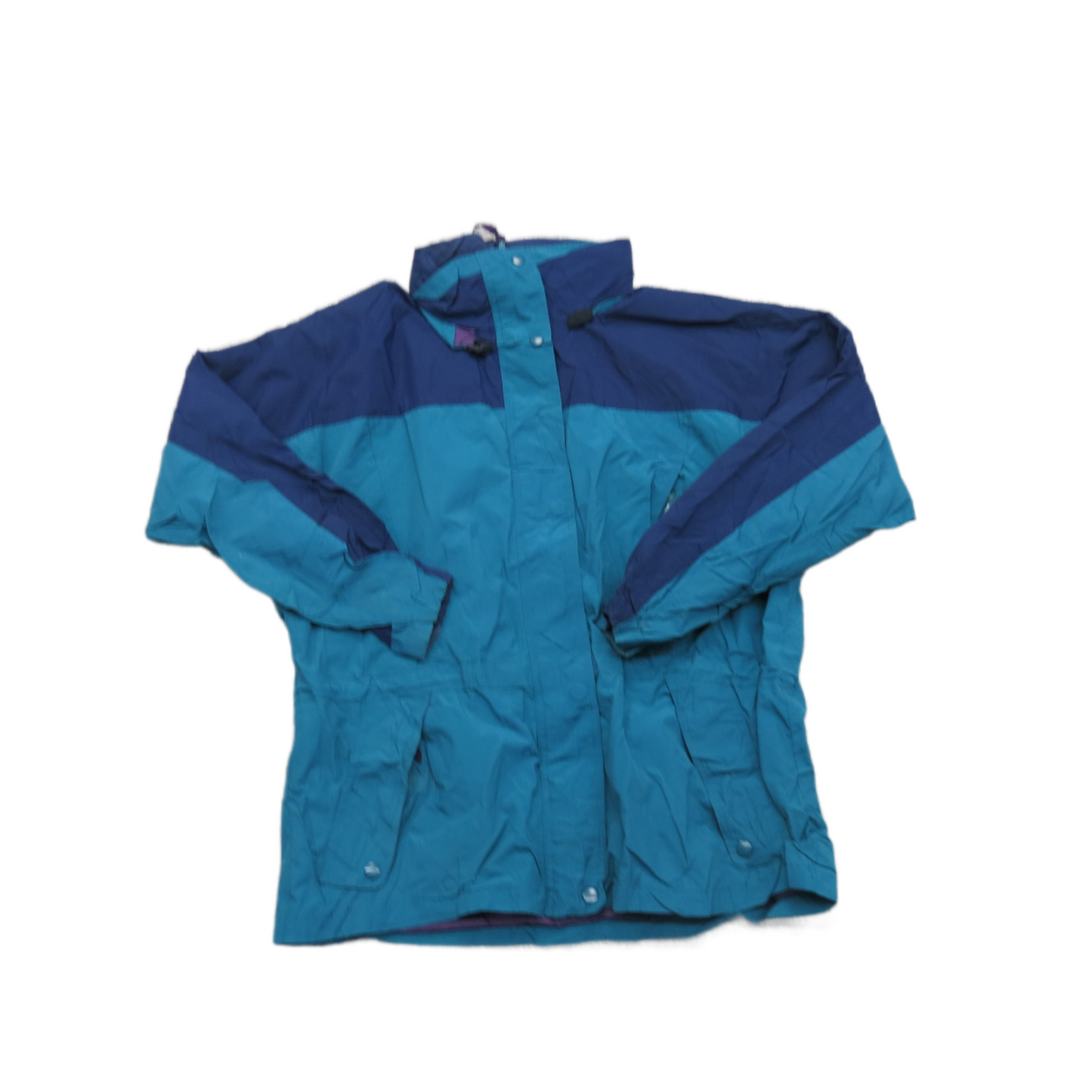 Lands End Mens Windbreaker Jacket Full Zip Long Sleeve Mock Neck Blue Size Large