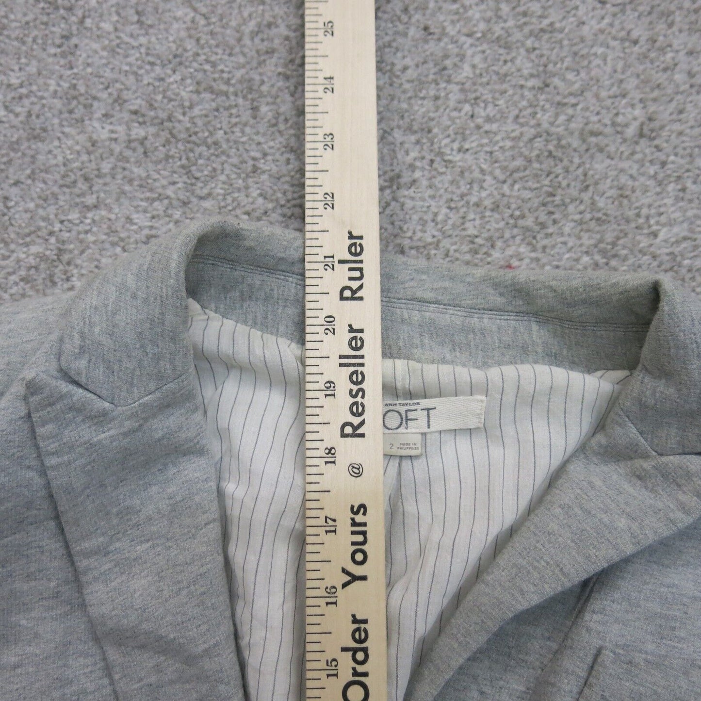 Ann Taylor Loft Womens Blazer Coat Long Sleeve One Button Pockets Gray Size 2