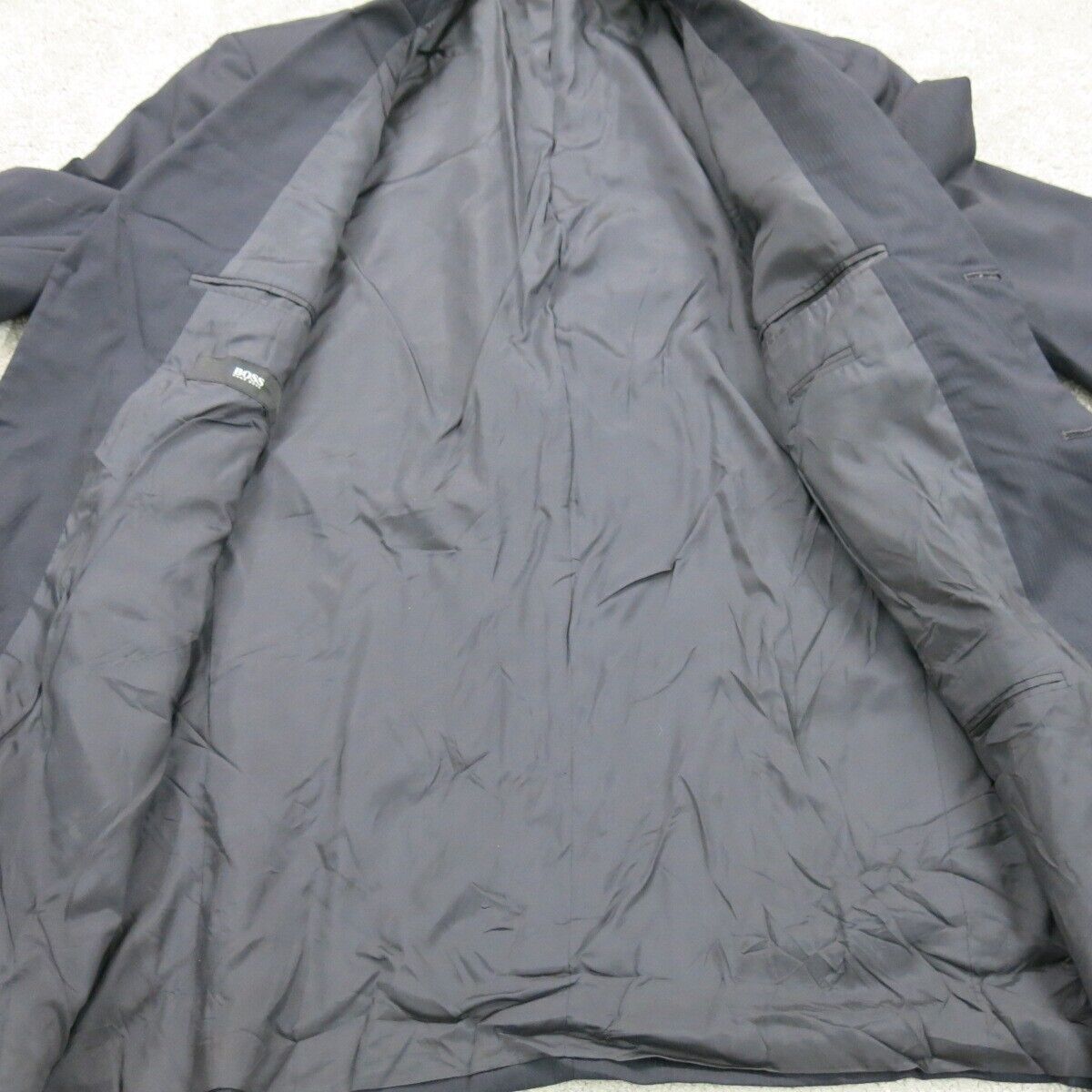 BOOS Hugo Boss Mens Long Blazer Coat Single Breasted Pockets Black Size 42R