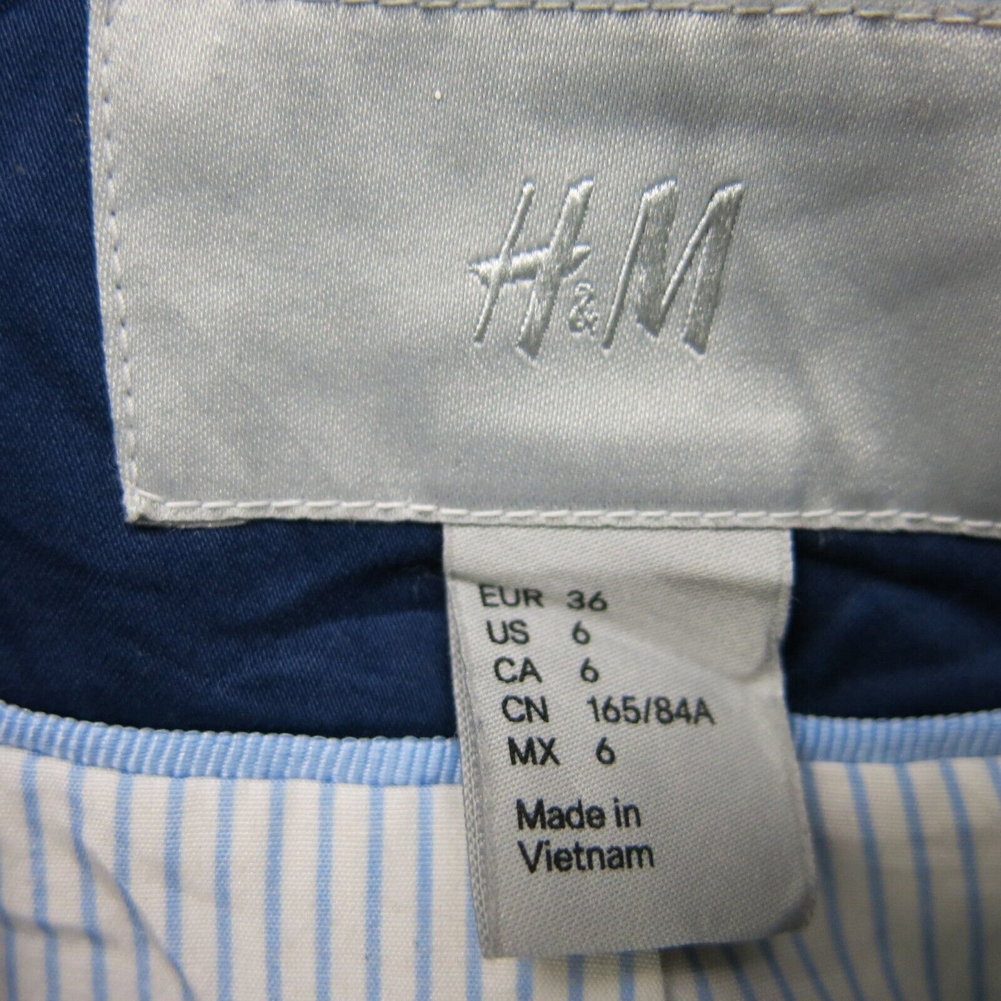 H&M Womens Blazer Coat Long Sleeves Single Breast Collard Pockets Blue Size 6
