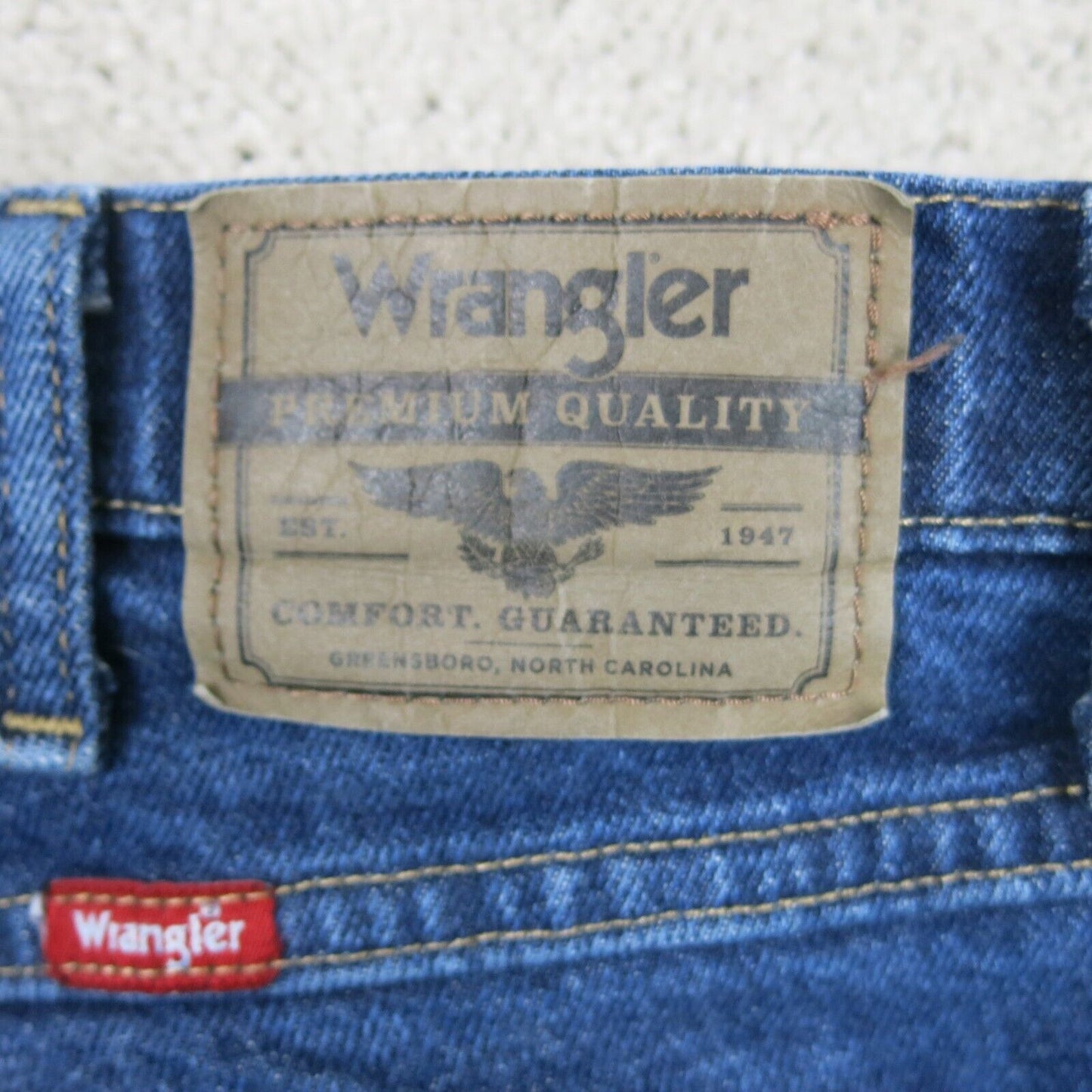 Wrangler Mens Jeans Straight Leg Denim Mid Rise 5 Pockets Blue Size W36XL32