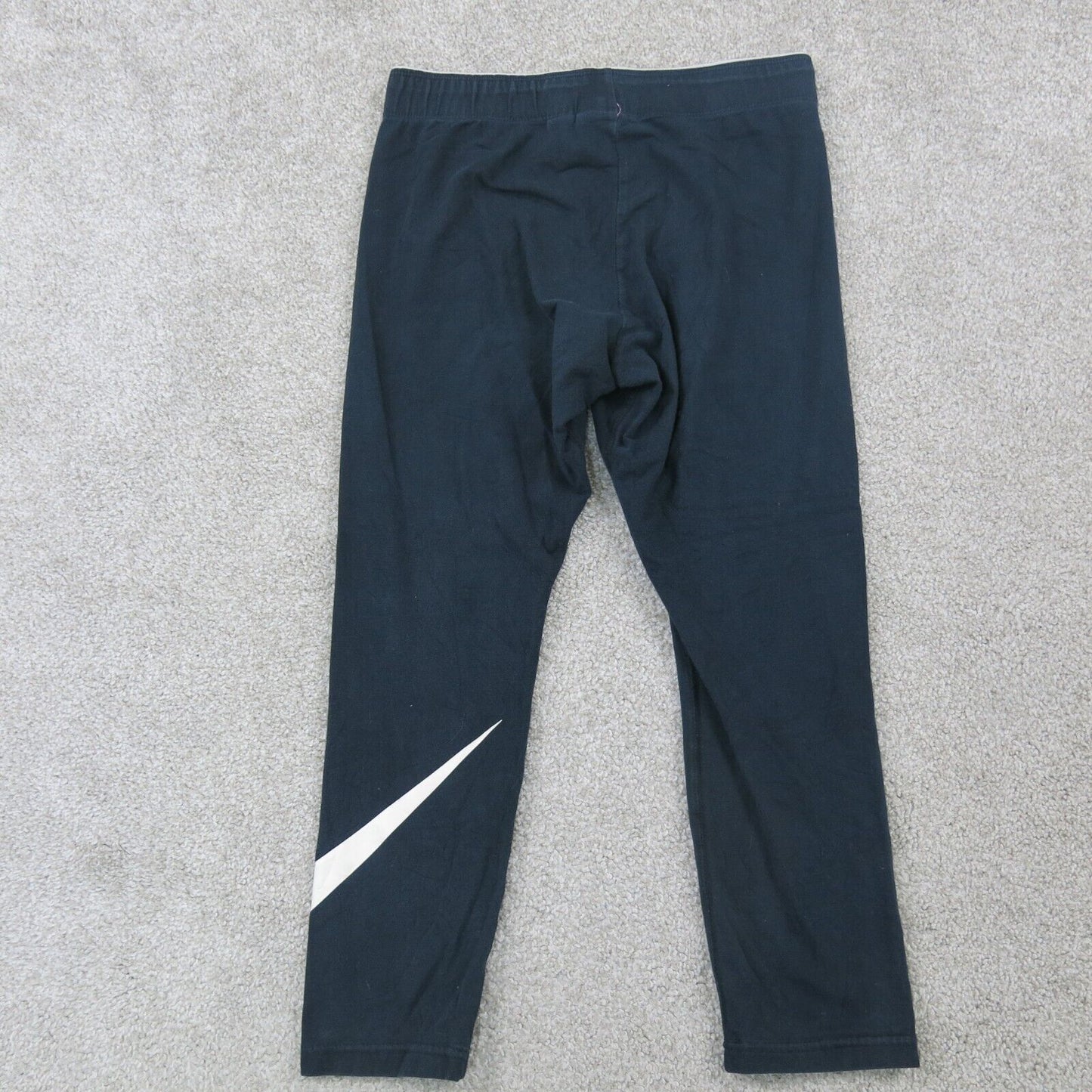Nike Women Activewear Pant Capri Stretch Mid Rise Elastic Waist Black Size Small