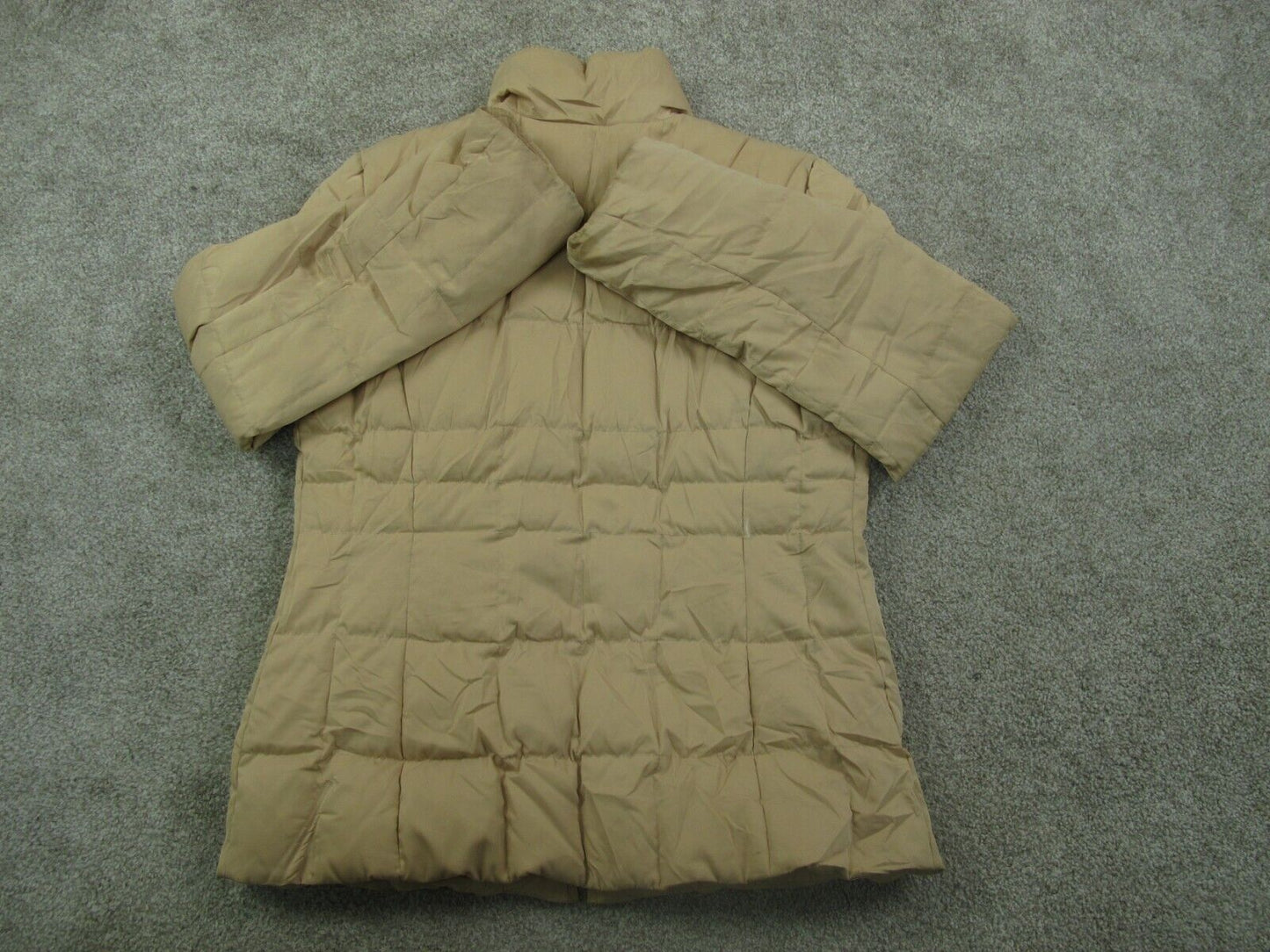 Ann Taylor Women Puffer Coat Jacket Long Sleeves Full Zip Pockets Sand SZ Medium