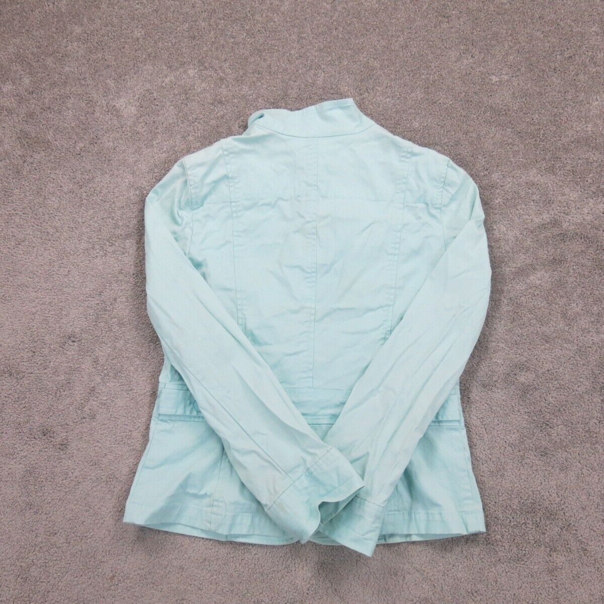 Talbots Womens Button Up Shirt Jacket Long Sleeves Pockets See Blue Size 10