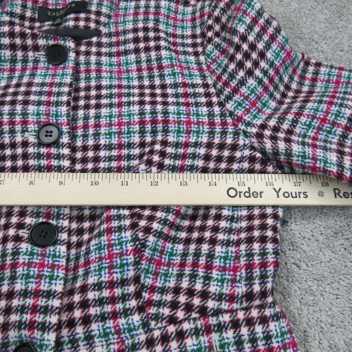 Talbots Women Tweed Blazer Coat Front Button Long Sleeve White Brown Size 2p