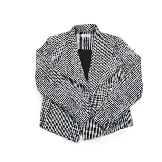 Calvin Klein Womens Blazer Coat Jacket Long Sleeves Zipper Pockets Black White S