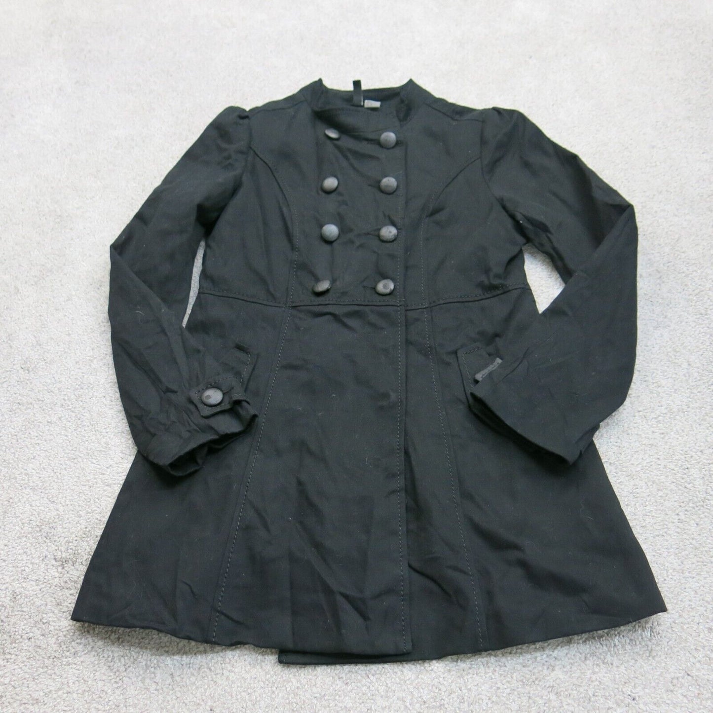 Divided By H&M Womens Pea Coat Double Breasted Pockets Solid Black Size 10