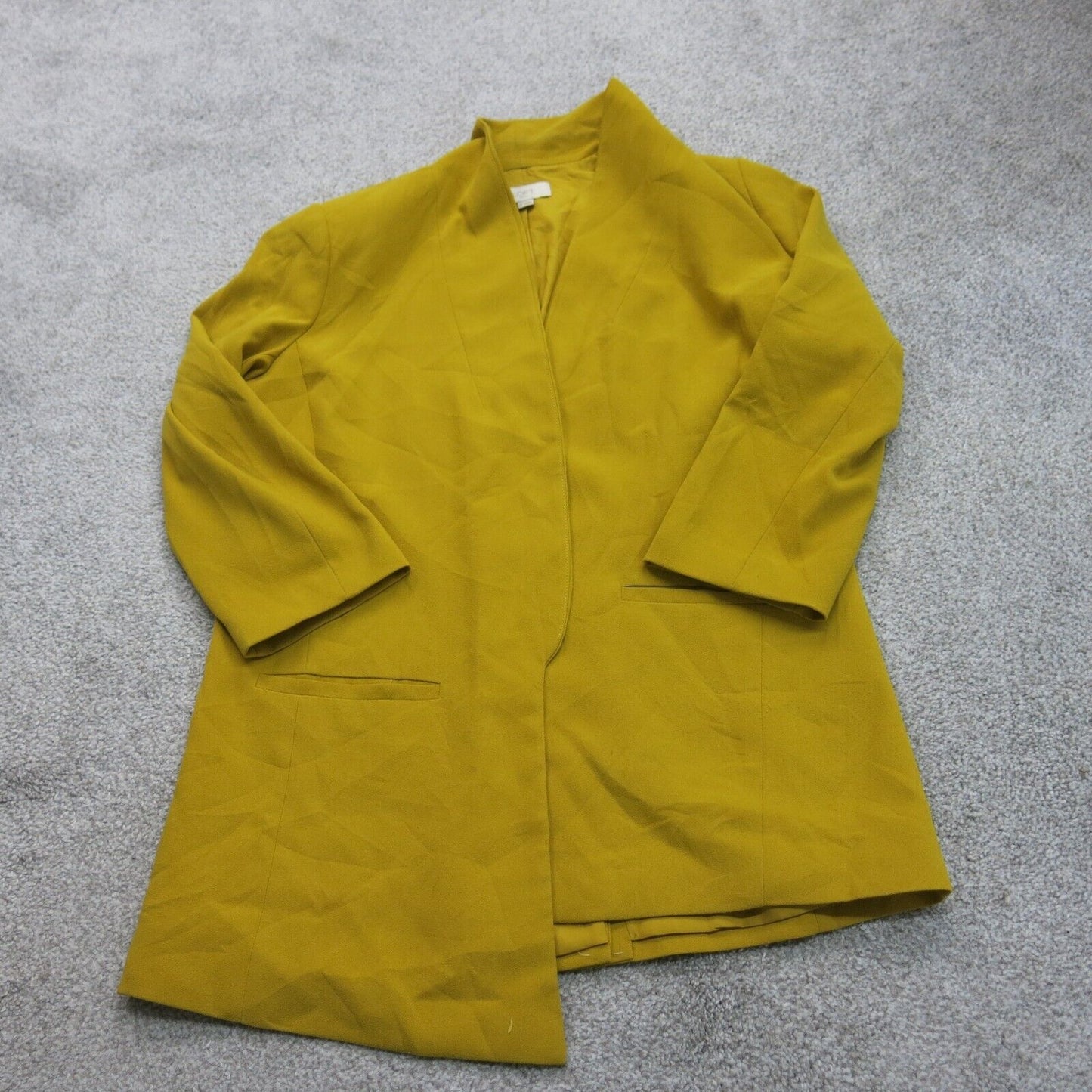 Loft ANN Taylor Womens Asymmetrical Blazer Coat Long Sleeves Dark Mustard Small