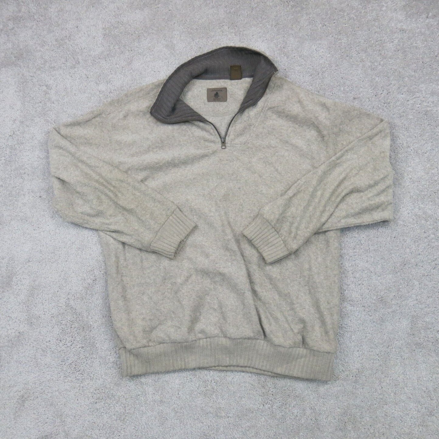 ST Johns Bay Women Pullover Sweater Quarter Zip Mock Neck Long Sleeve Gray Large