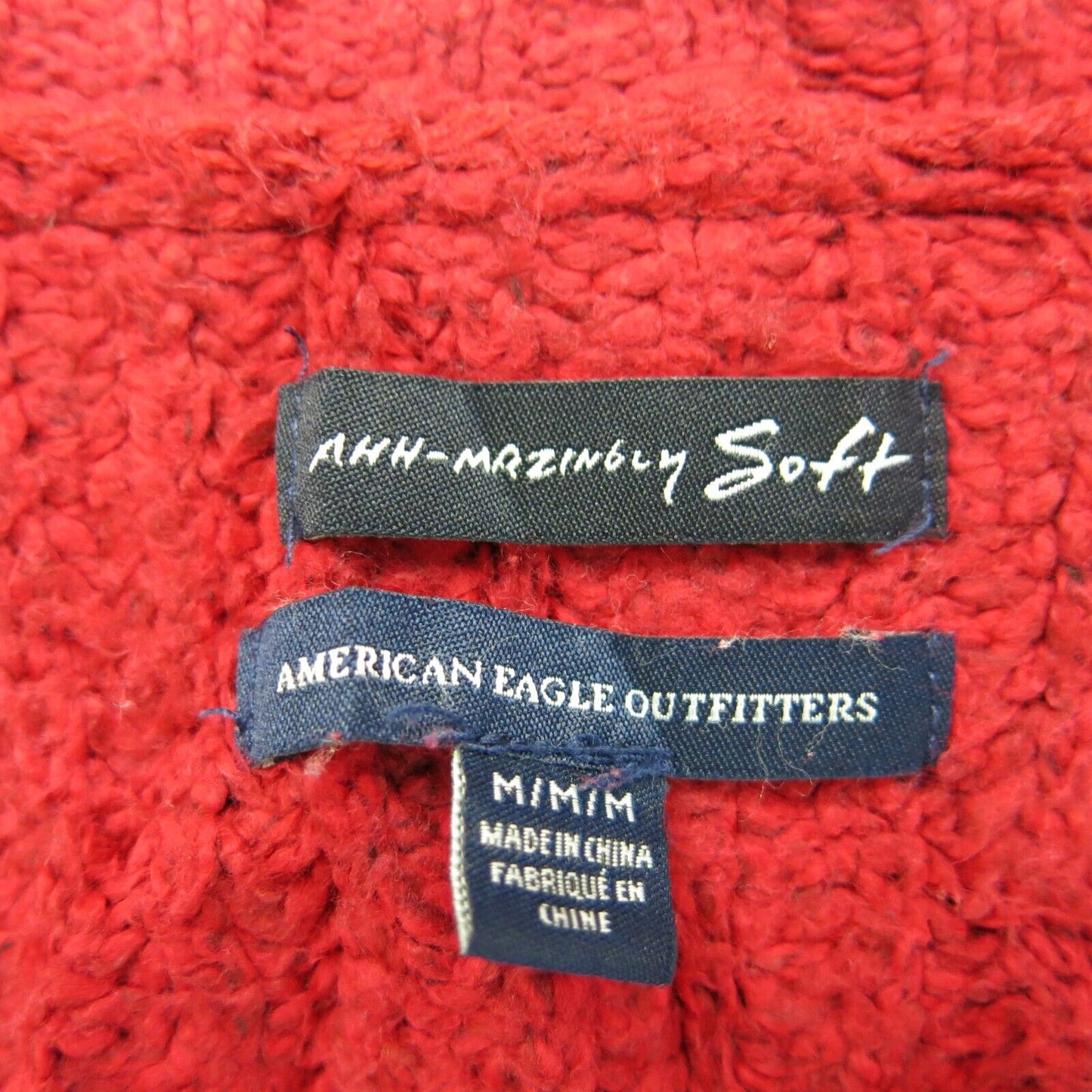 American Eagle Womens Pullover Sweater Soft Crew Neck Long Sleeves Red SZ Medium