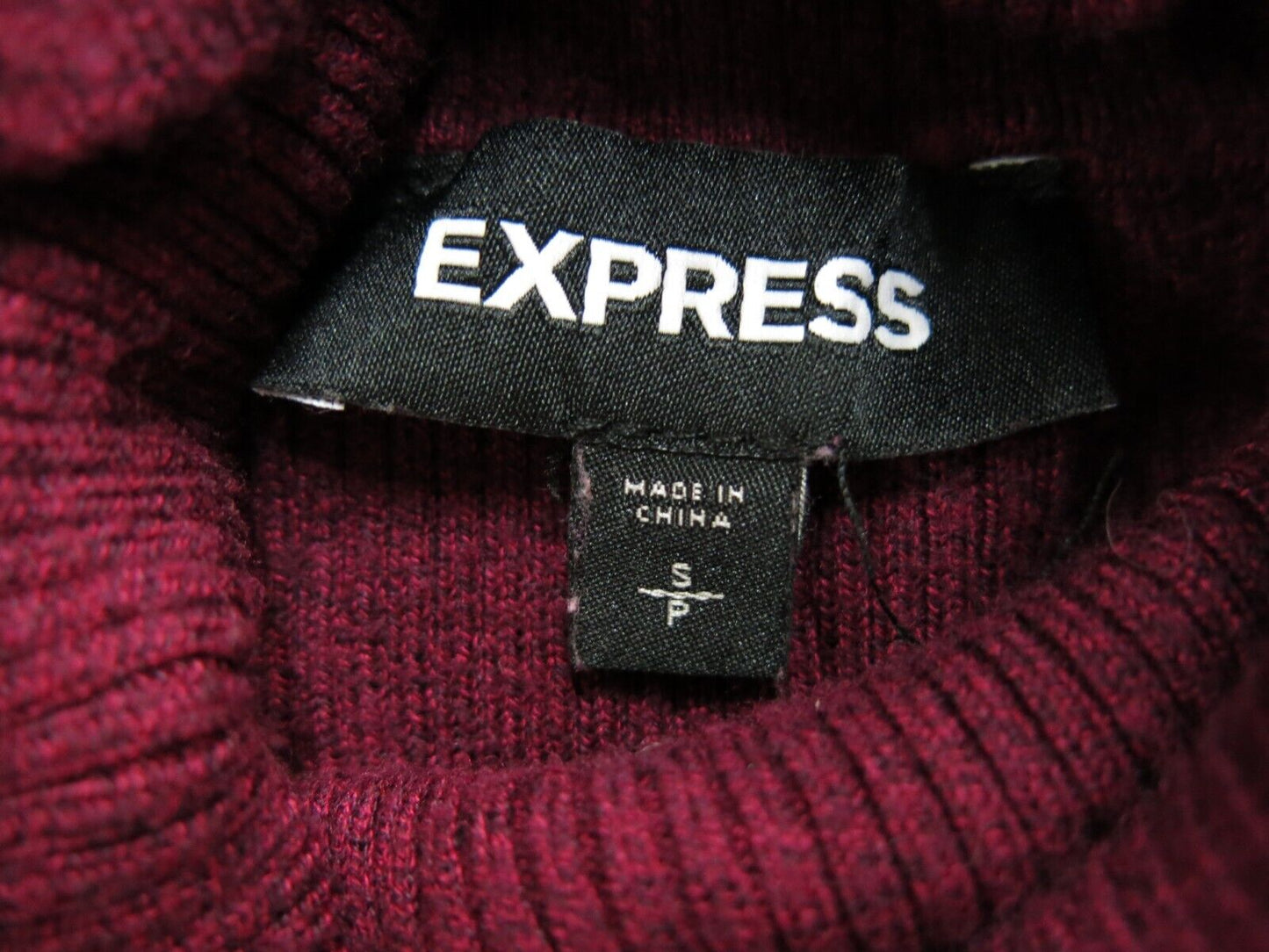 Express Womens Pullover Knitted Sweater Long Sleeves High Neck Maroon Size S