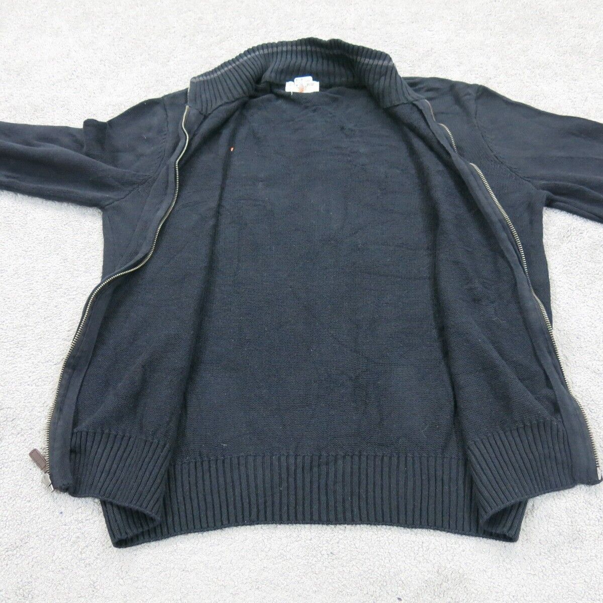 Dockers Men Full Zip Up Sweater Knitted Mock Neck Long Sleeves Blue Size Medium