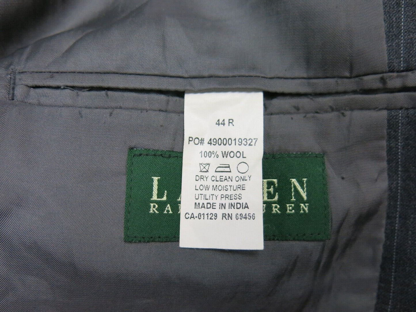 Lauren Ralph Lauren Mens Blazer Coat Single Breasted Long Sleeves Black Size 44R