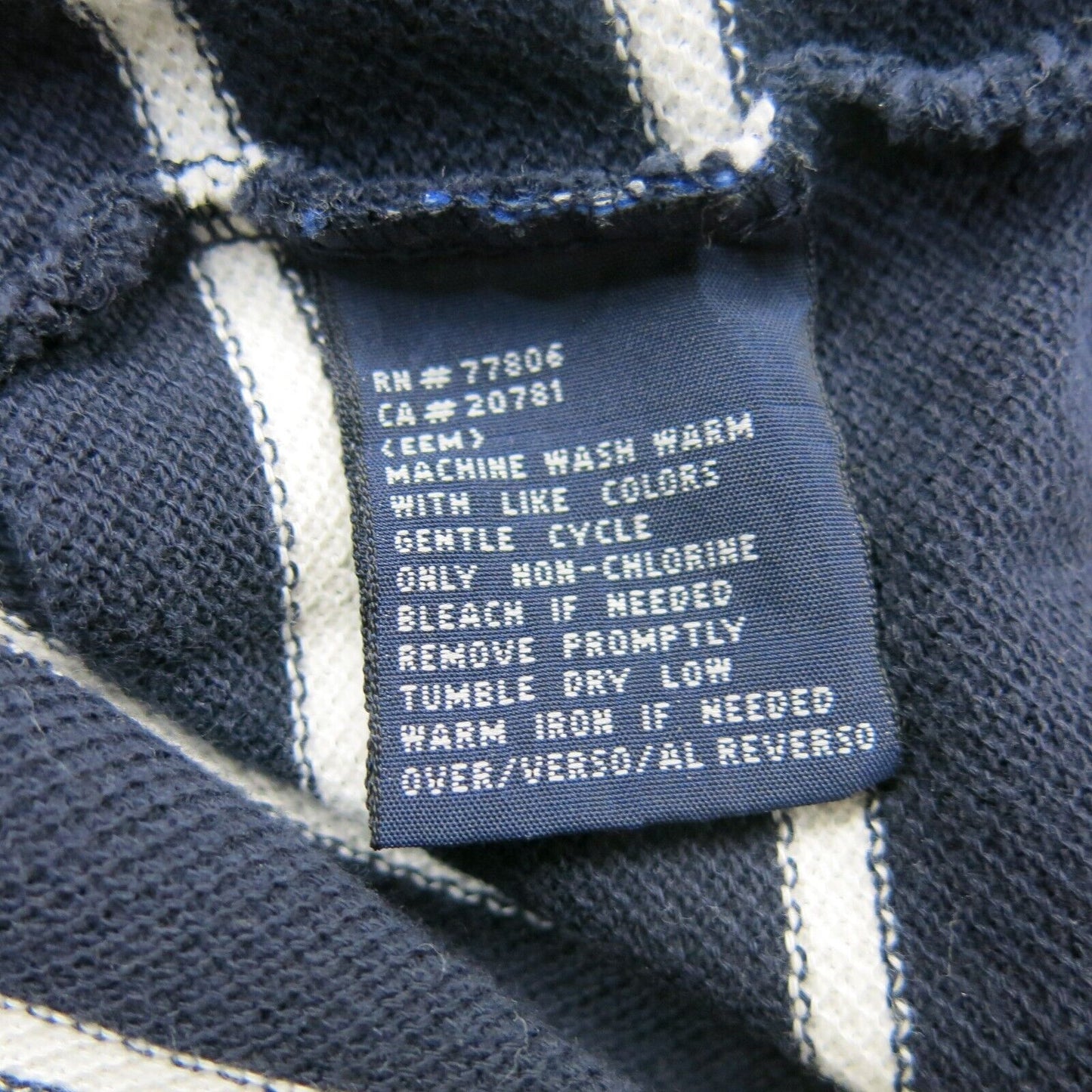 Tommy Hilfiger Mens V Neck T Shirt Striped Short Sleeves Navy Blue White Size M