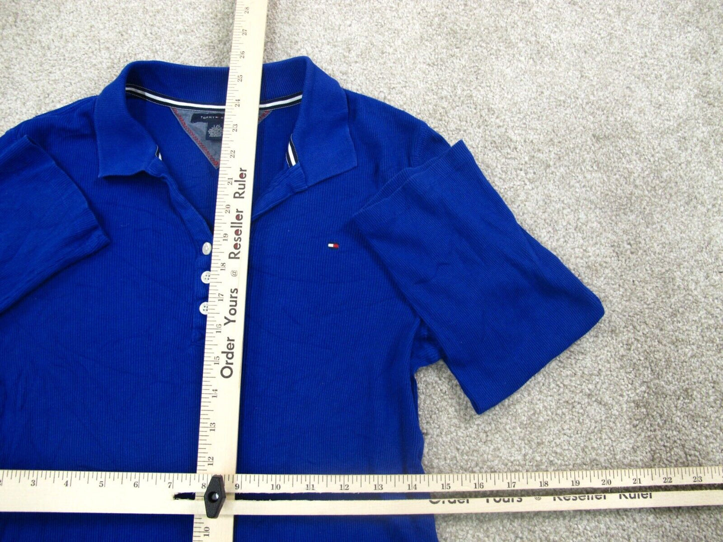 Tommy Hilfiger Womens Polo Shirt Top 100% Cotton Long Sleeves Blue Size Large