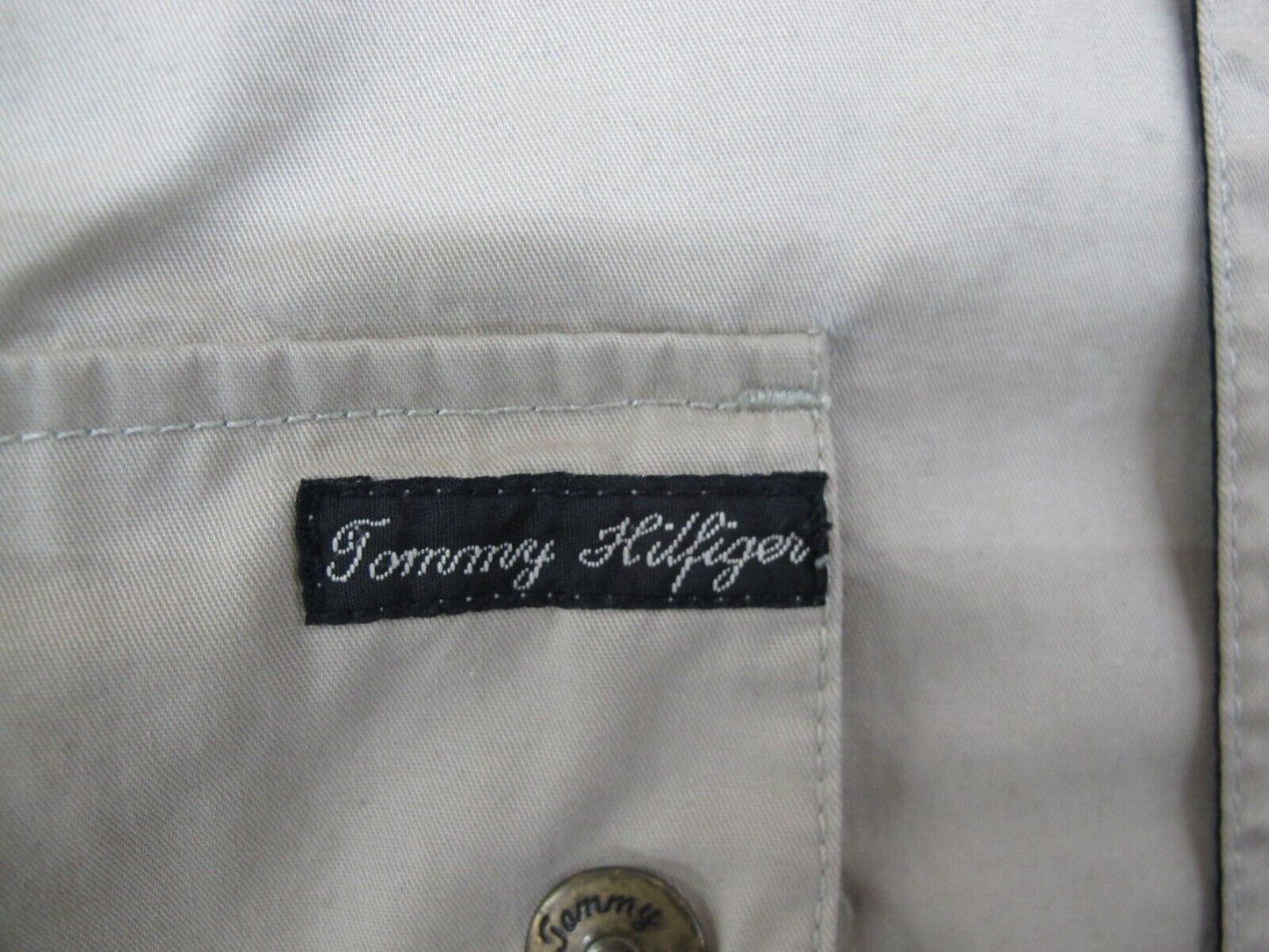 Tommy Hilfiger Mens Windbreaker Jacket Full Zip Up Long Sleeves Beige Size XL