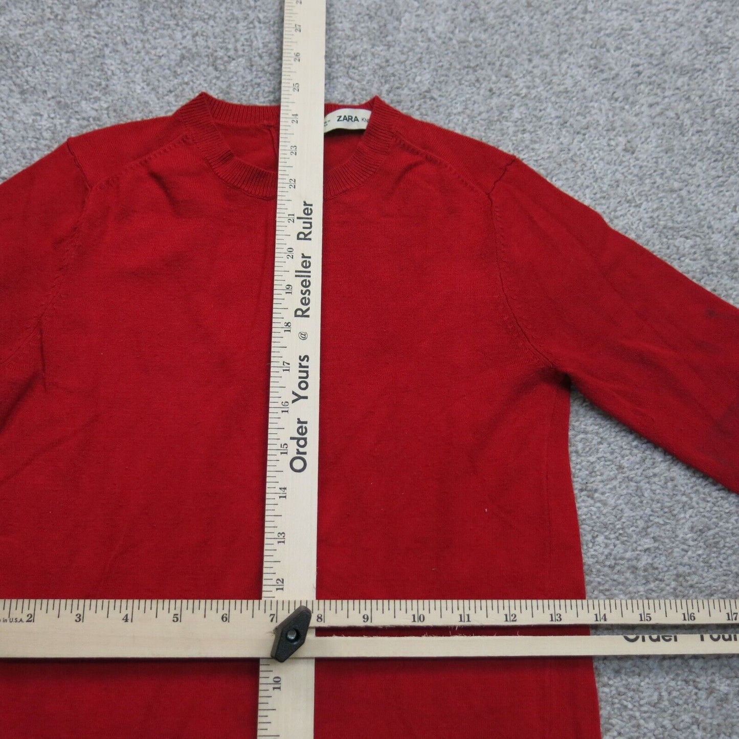 Zara Knit Womens Knitted Pullover Sweater Long Sleeve Crew Neck Red Size Small