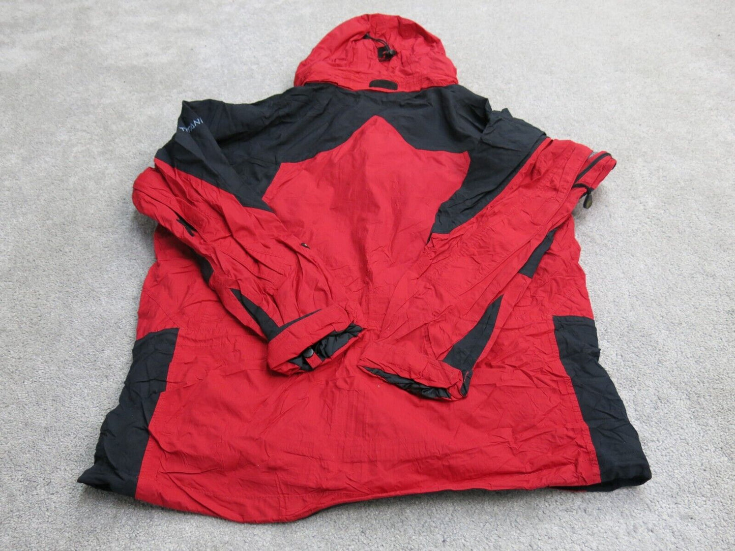 Columbia Mens Windbreaker Hooded Jacket Long Sleeves Pockets Red Size Medium