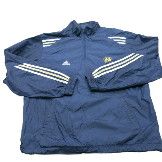 Adidas Mens 14 Zip Bomber Jacket Long Sleeve Logo Pockets Blue Size Large