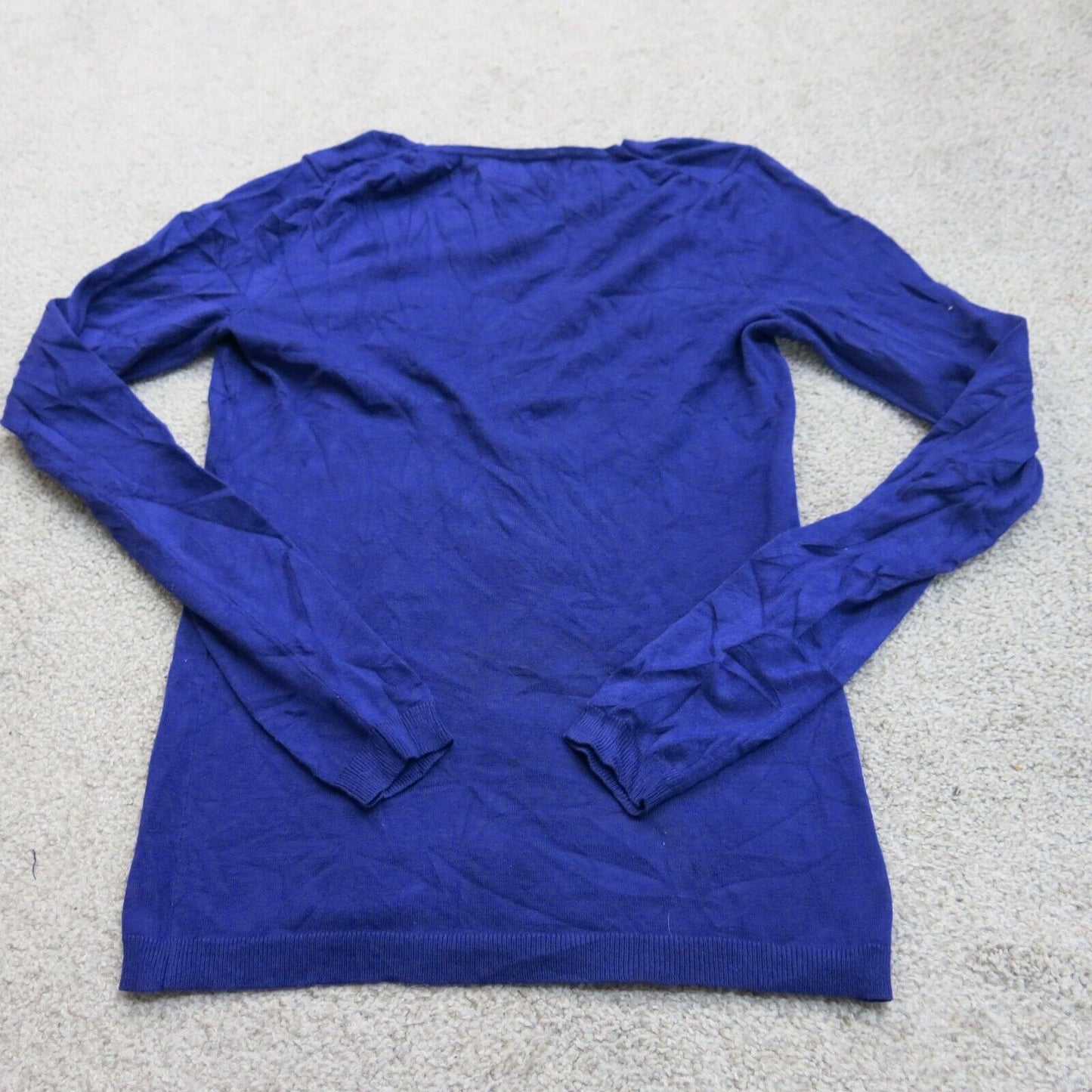 Express Womens Pullover Sweater V Neck Long Sleeves Solid Navy Blue Size Small