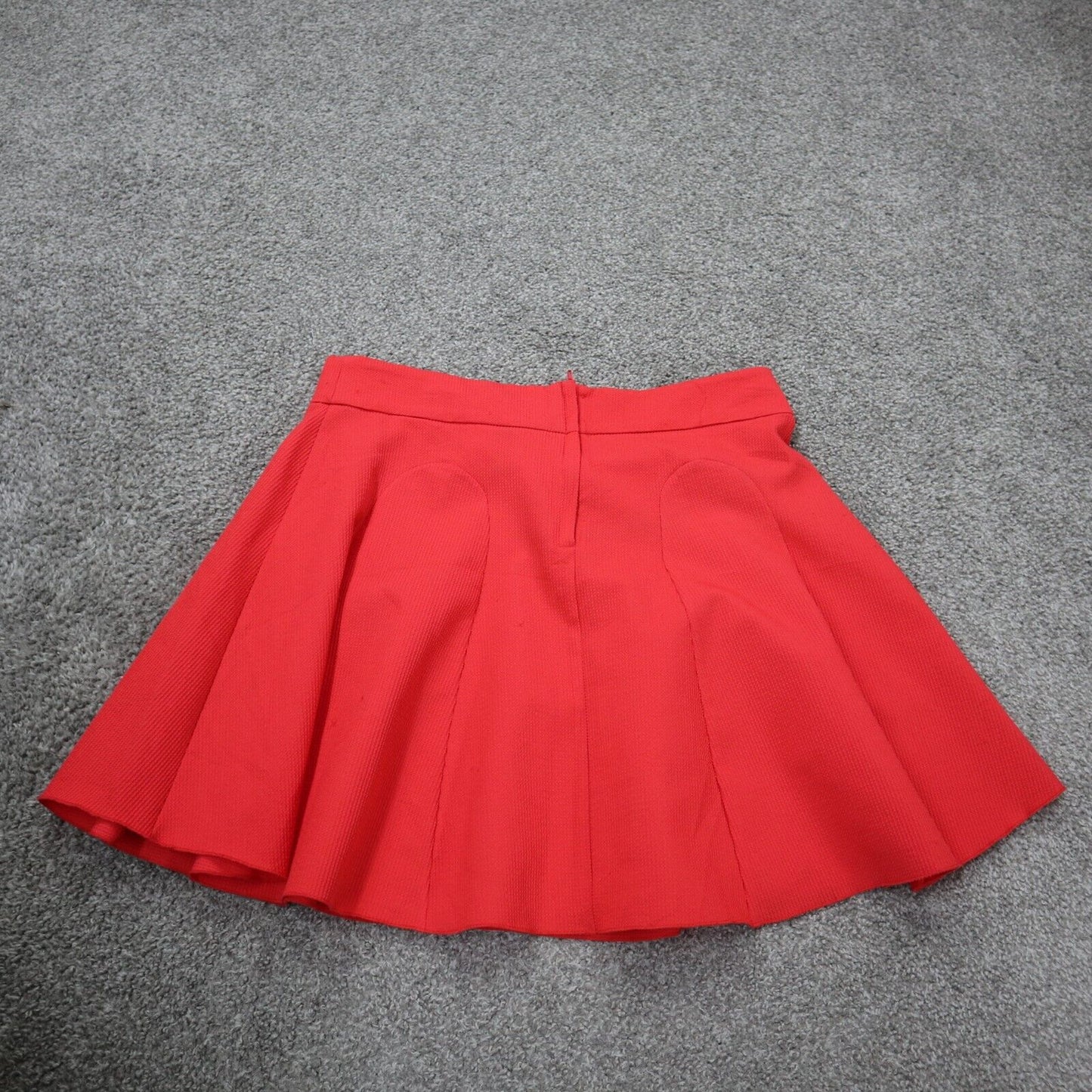 Divided by H&M Womens Quilted Skater Skirt Stretch Waist Pleated Orange SZ US 12