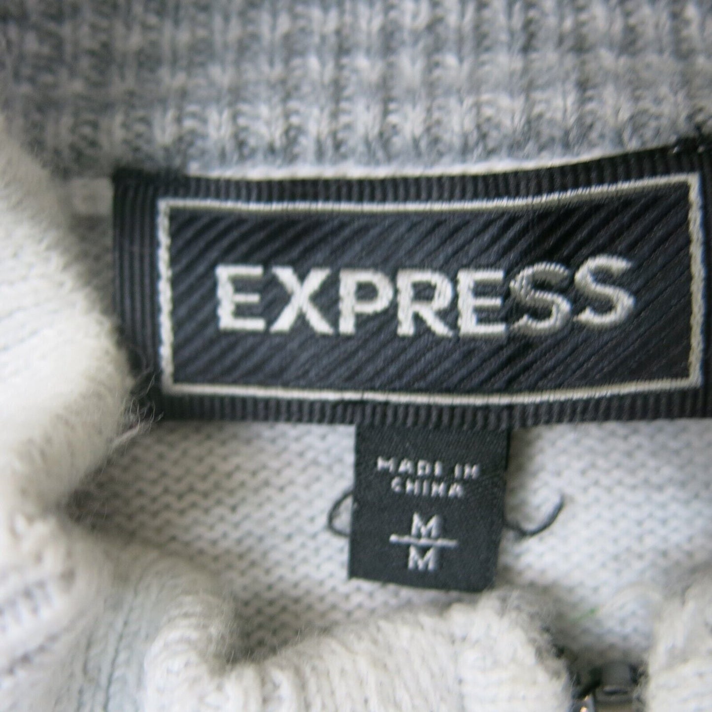 Express Mens Pullover Sweater Mock Neck 1/4 Zip Up Long Sleeves Gray Size Medium