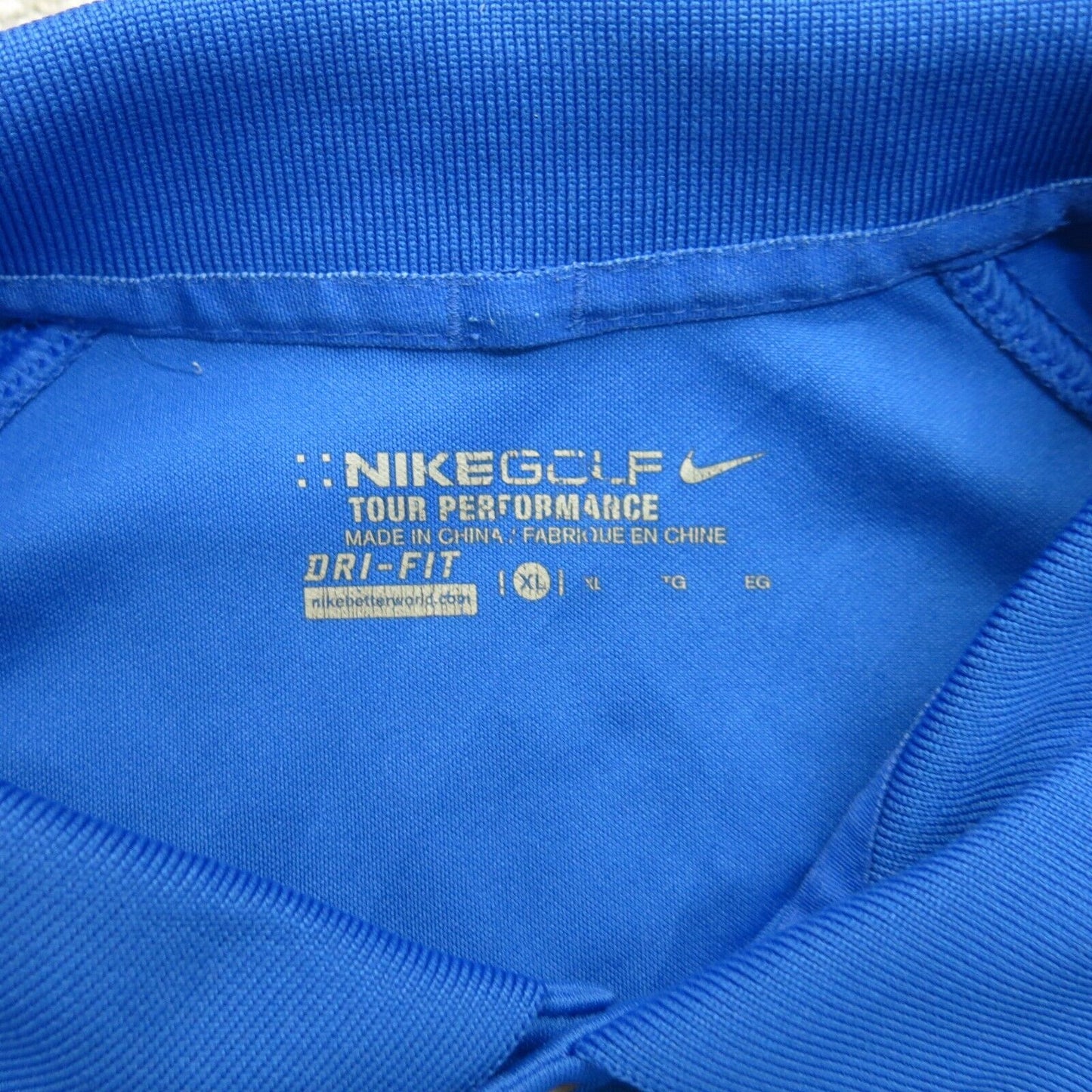 Nike Dri Fit Mens Golf Polo Shirt Short Sleeve Tour Performance Logo Blue SZ XL