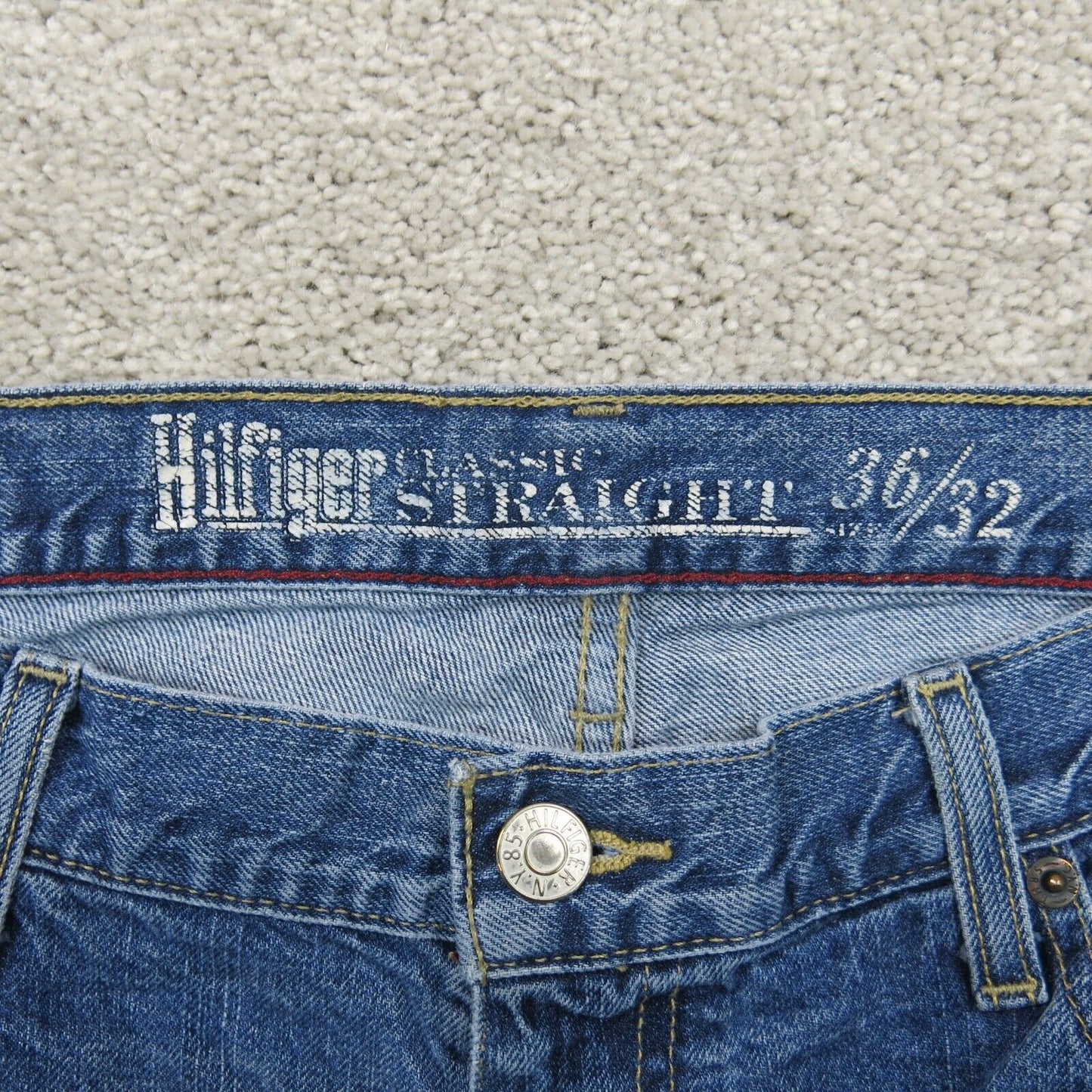 Tommy Hilfiger Mens Jeans Classic Straight Leg Denim Mid Rise Blue Size W36XL32