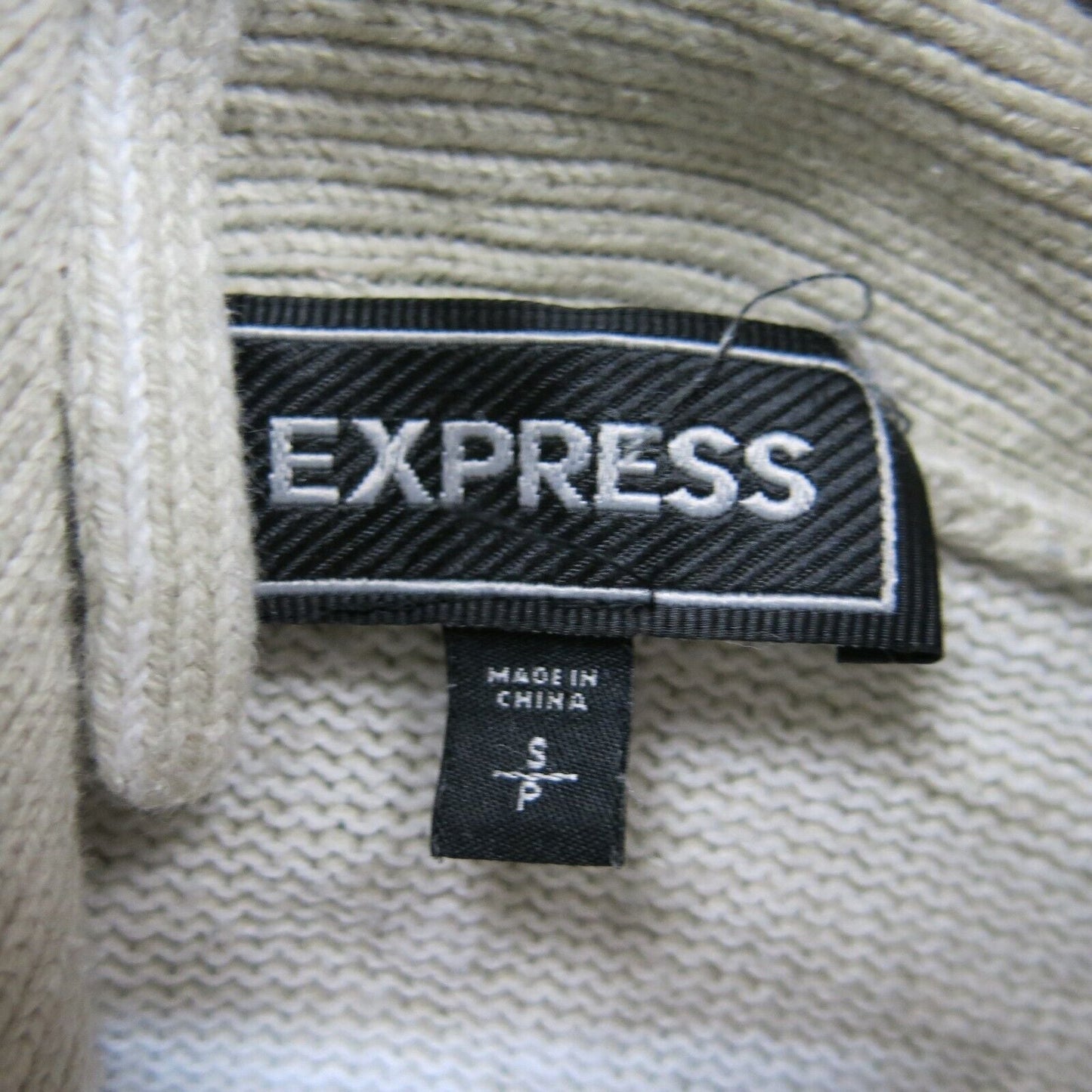 Express Womens Pullover Sweater Drawstring High Neck Long Sleeves Ivory SZ Small