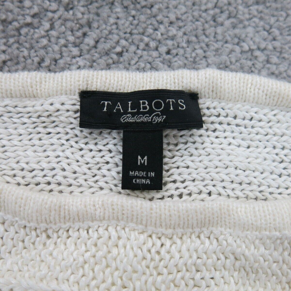 Talbots Women Pullover Knitted Vest Sweater Sleeveless Crew Neck Ivory SZ Medium
