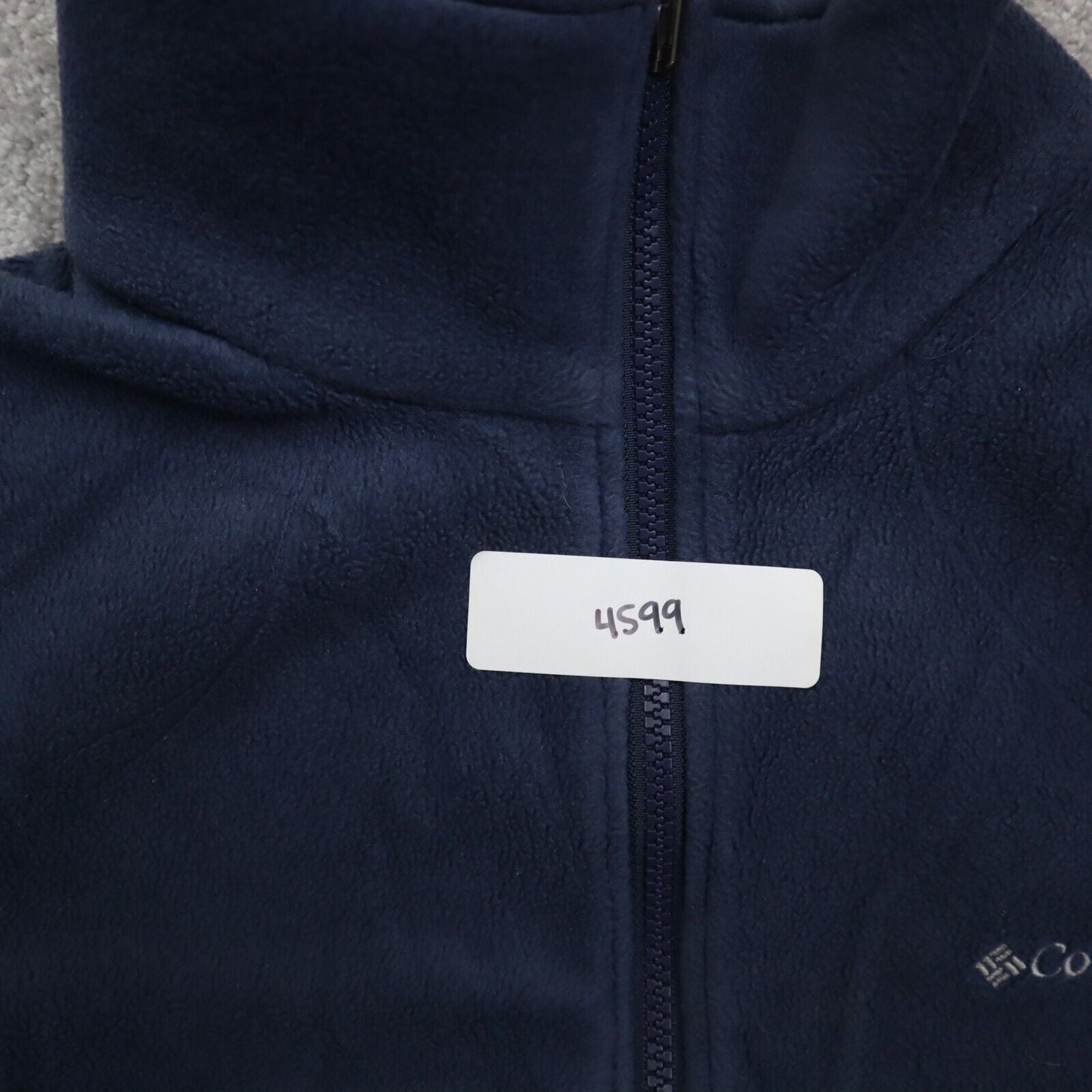 Columbia Mens Fleece Jacket Full Zip Up Long Sleeve Mock Neck Logo Blue Size L