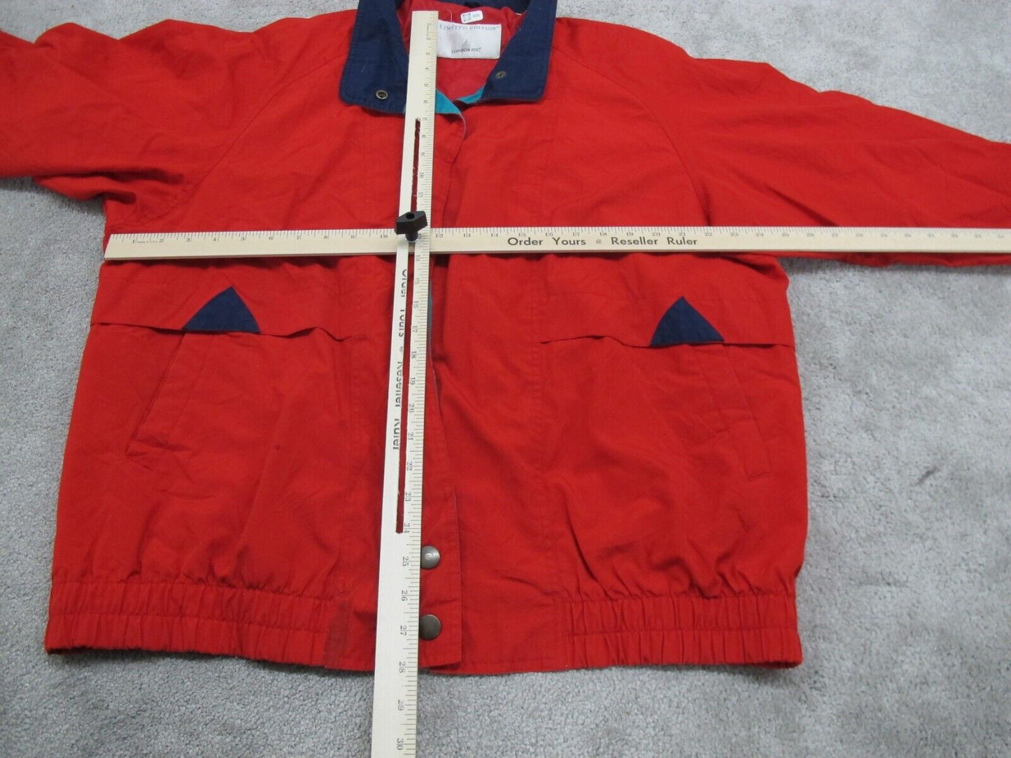 London Fog Mens Utility Jacket Full Zip Up Long Sleeves Pockets Red Size Large