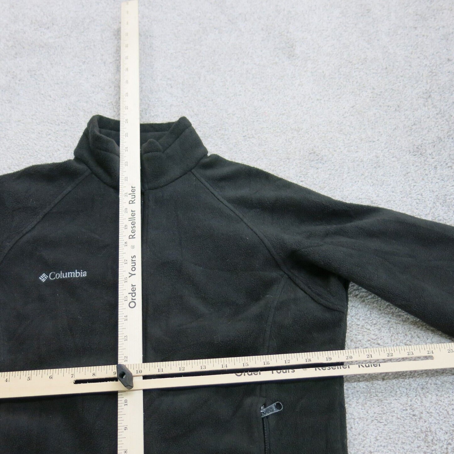 Columbia Womens Fleece Jacket Full Zip Long Sleeves Mock Neck Black Size Medium